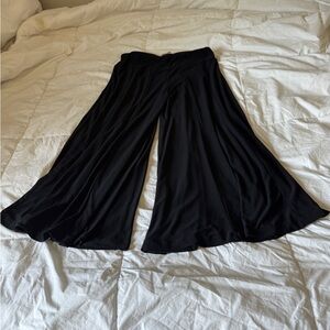 VTG Y2K Lipstick Black Palazzo Pants - Wide Leg Jersey Knit Trousers - Size M